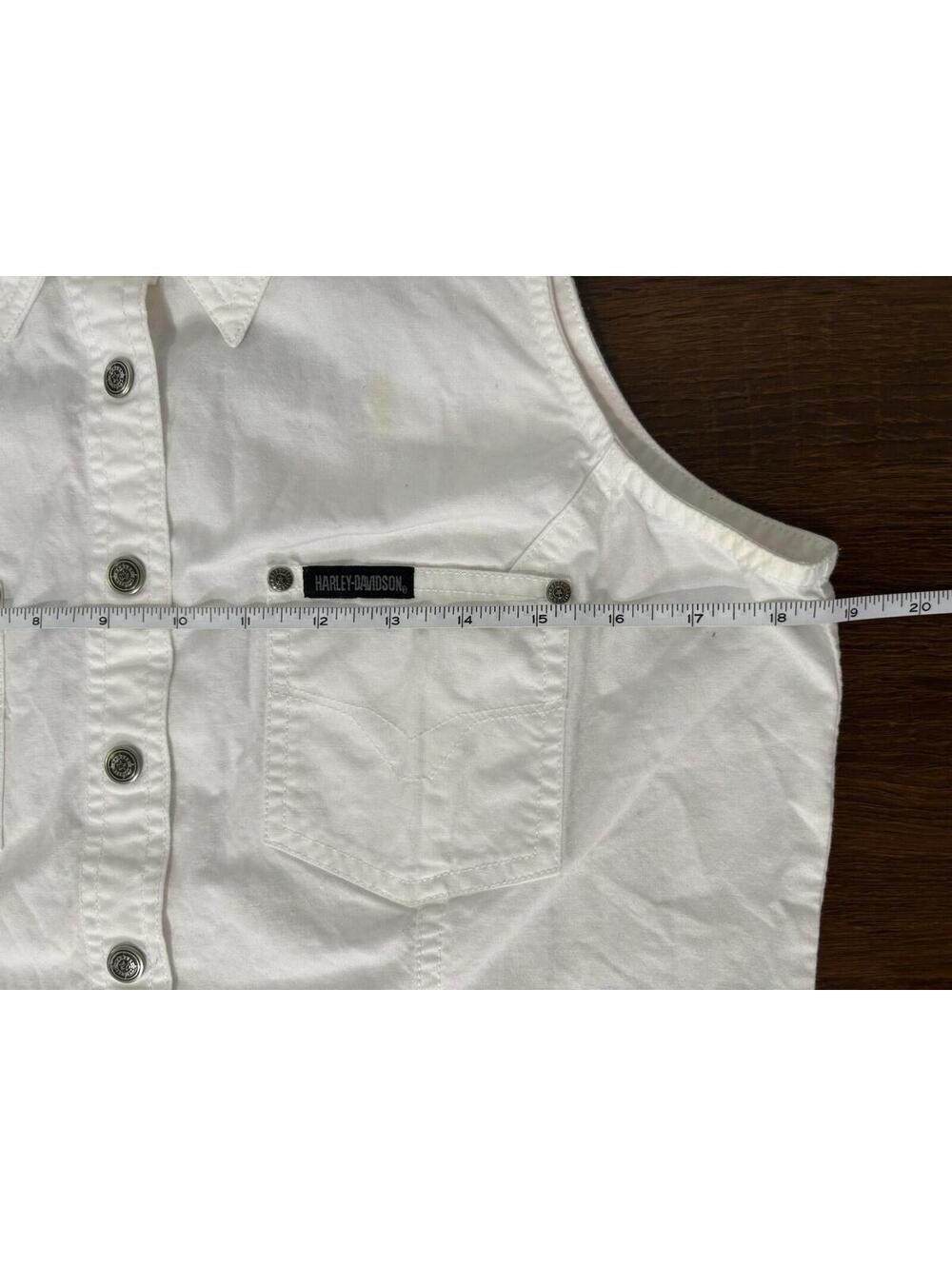 Harley-Davidson Women’s M Sleeveless Vest Top Snap Buttons Embroidered - Picture 7 of 9